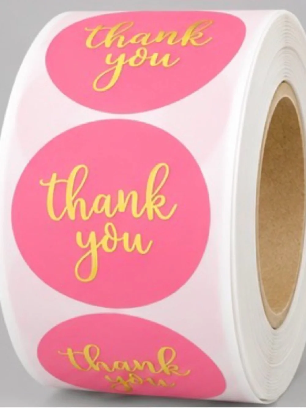 500 Thank You Pink Round Sticker Labels - 1”